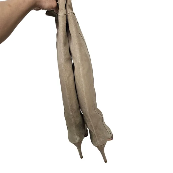 New Ulla Johnson Renata Knee High Tall Boots Tan Suede Size 41 US 10.5